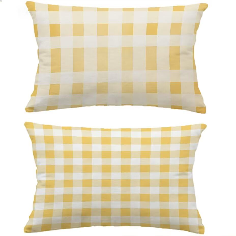 Coussin Lombaire pour Salon de Jardin 60x80 Rectangulaire Jaune Imperméable Lot de 2