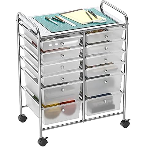 Simple Houseware Utility Cart with 12 Drawers Rolling Storage Art Craft Organizer on Wheels Cover