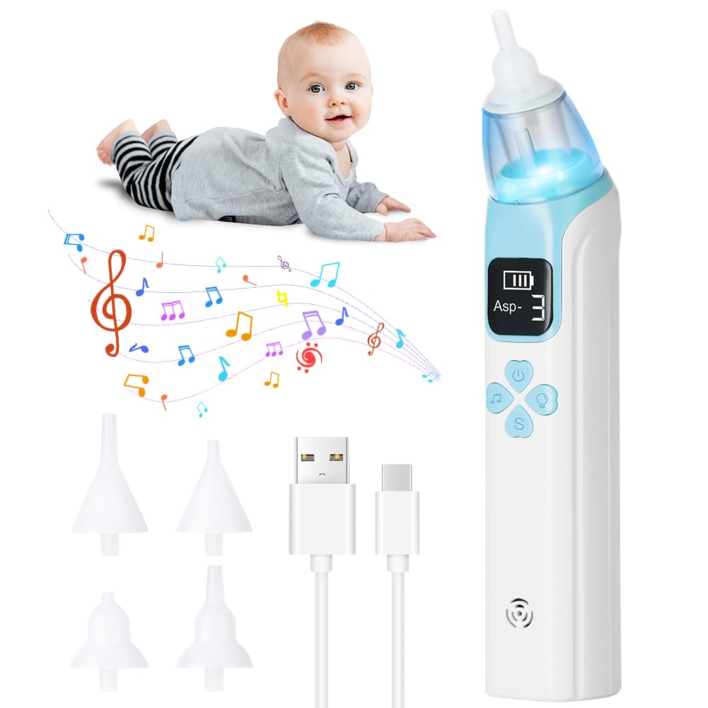 URAQT Nasal Aspirator Baby, Electric Baby Nose Sucker with 4 Silicone Tips Nose