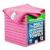 Buff Microfiber Cleaning Cloth | Pink (12 Pack) | Size 16