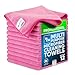 Buff Microfiber Cleaning Cloth | Pink (12 Pack) | Size 16" x 16" | All Purpose Use - Clean, Dust, Polish, Scrub, Absorbent 