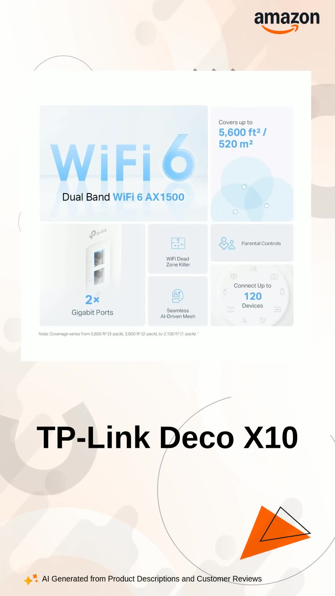 TP-Link Deco X10 AX1500 Whole Home Mesh WiFi 6 System
