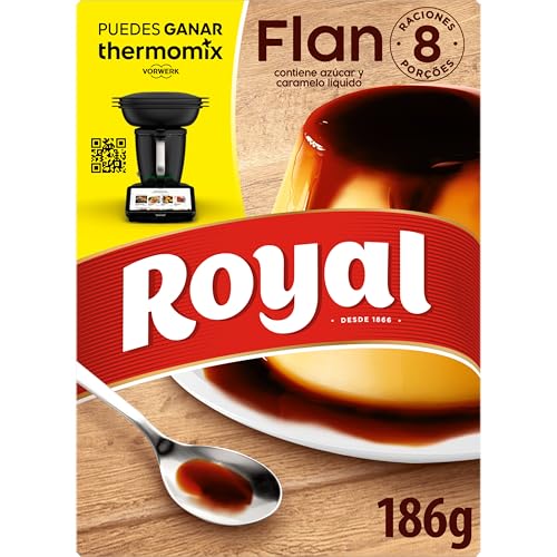 Royal Flan, Preparado en Polvo con Caramelo 8 Raciones, Pack 186 g