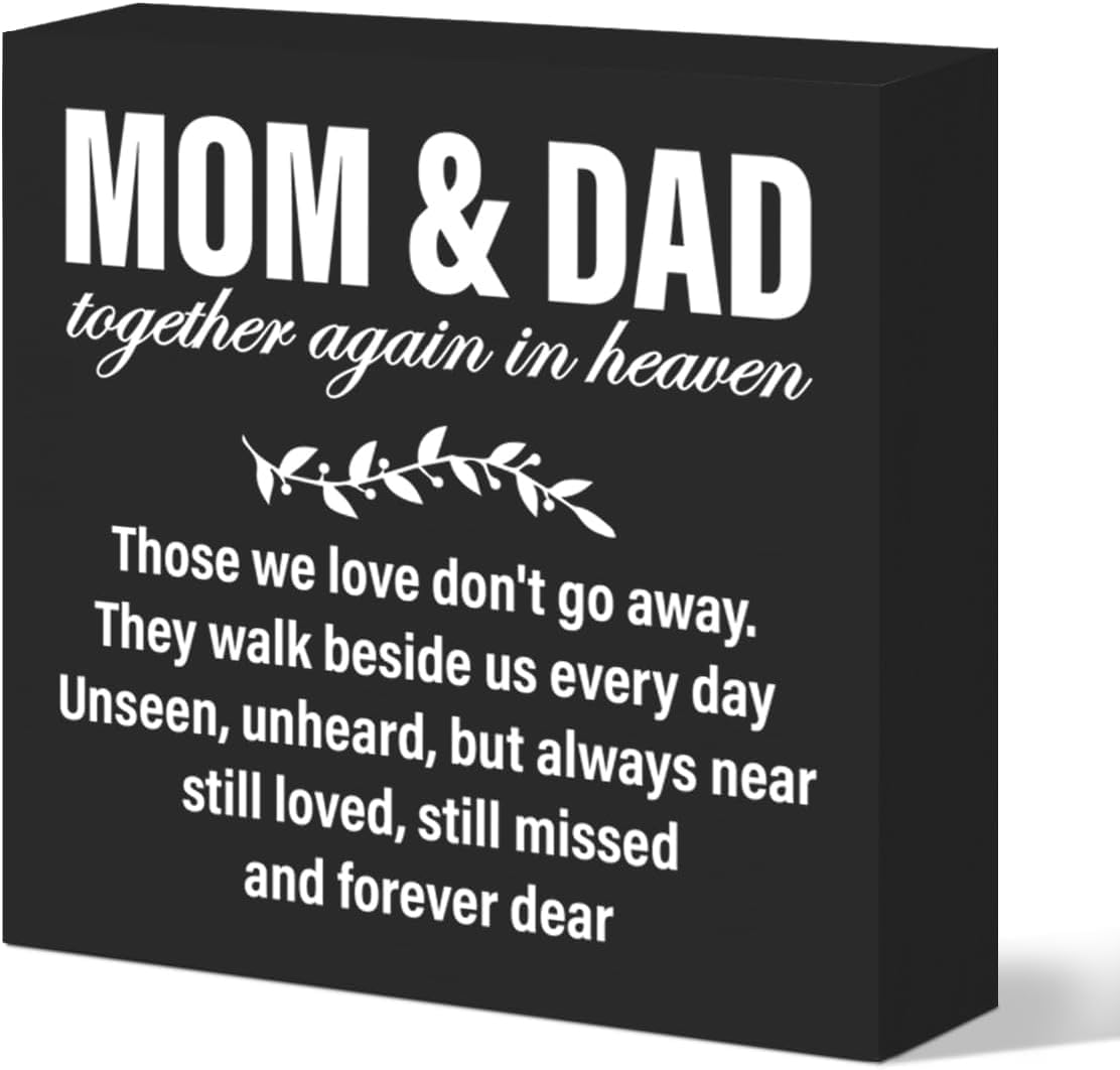 Mom Dad Memorial Box Sign 5x5 Inch Bereavement Tabletop Decor