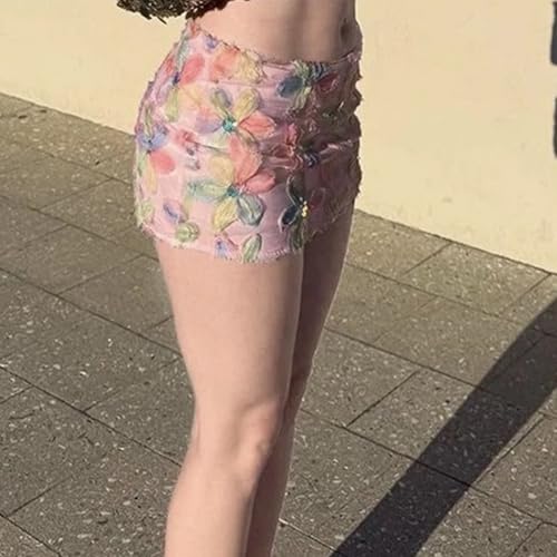 Women's Skirts Colorful Flowers Sequins Patchwork Mesh Summer Trend Sweet Street Casual Holiday Chic Ladies4