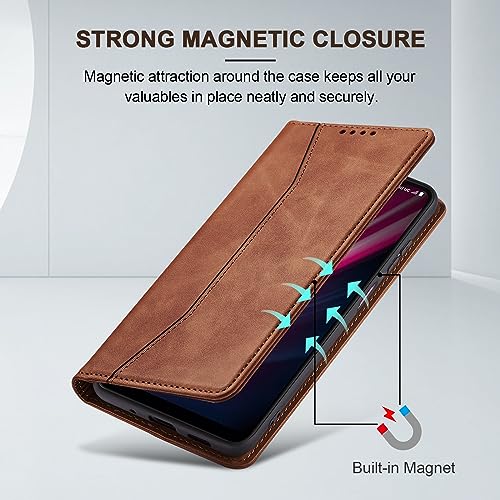Image of Jasonyu Flip Wallet Case for T-Mobile Revvl 6 Pro /6X Pro 5G,Brown