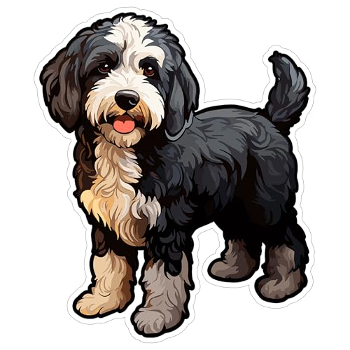 Sheepadoodle Sticker 4 Inch OES Poodle Mix Designer Dog Fluffy Dog - Waterproof Animal Vinyl Decal for Laptop Water Bottle Car Tumbler - Durable Aesthetic Long-Lasting Stickers for Adults ID44990