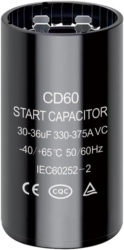 30-36 uf/MFD CD60 Round Start Capacitor ±20% 50/60 Hz 330-375 VAC Round Motor Well Pump Start Capacitor (30-36 uf/MFD, 1)