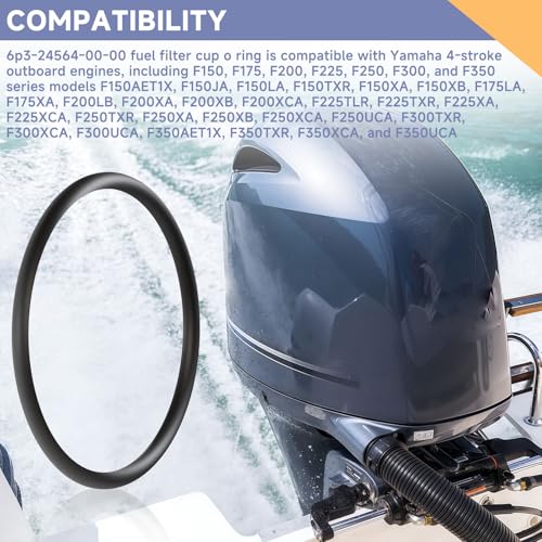 Image of (2pcs) 6P3-24564-00-00 Fuel Filter Gasket Compatible with Yamaha Outboard 4-Strokes Engine F150 F175 F200 F225 F250 F300 F350 Models Fuel Filter Cup Seal O-Ring Replacement