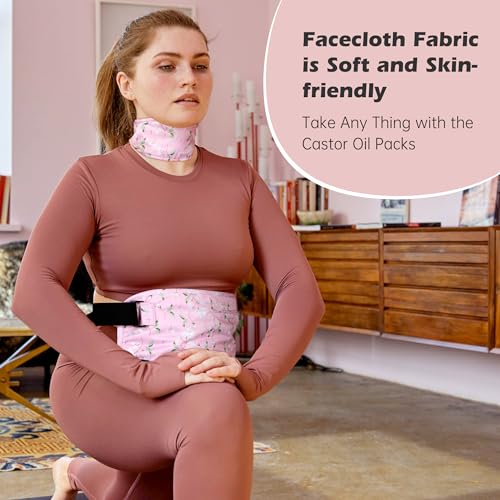 Image of Plus Size Castor Oil Pack 2 Pcs Castor Oil Wrap Organic Cotton Reusable Kit Organic Cold Pressed Unrefined Castor Oil Compress Packs for Liver Detox