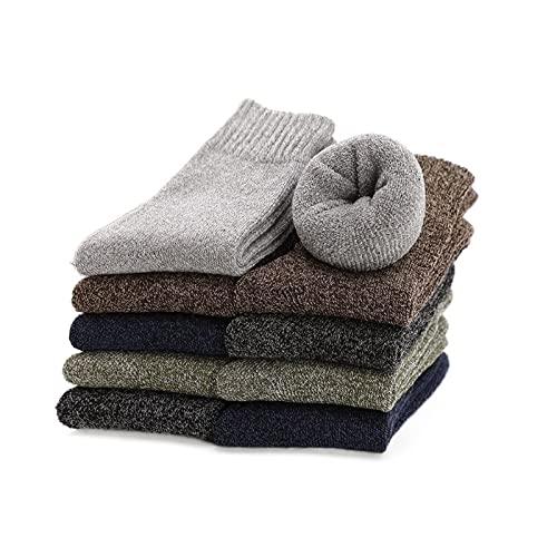 VSOLS 5 Pairs Thickened Wool Socks Men's Warm Winter Socks Cotton Socks Men's Warm Size 38-45 (Color : 5 Pair Blue, Size : EUR 38-45)3