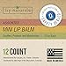 Lip Naturals® | Assorted Mini Lip Balm with Sunscreen (SPF-15) | Made in USA | 12-Count Pack with Bing Cherry, Tea Tree Mint, and Vanilla Bean Flavors (0.10oz/3g Each)