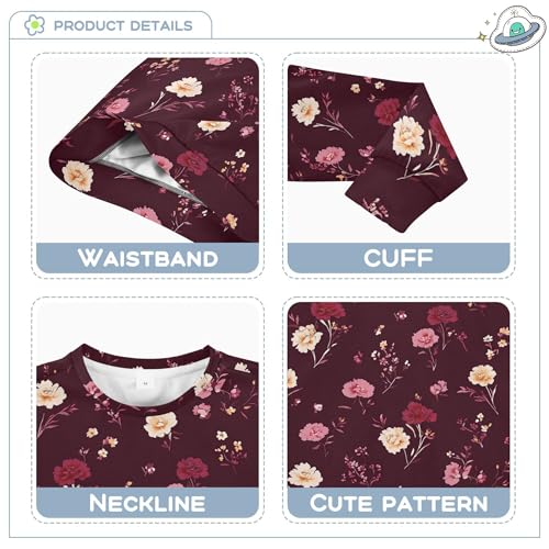 JUNZAN Flowers Carnation Iris Peonies Burgundy Little Kids Pullover Hoodie Long Sleeve Tops Clothing Shirts Camping 4T3