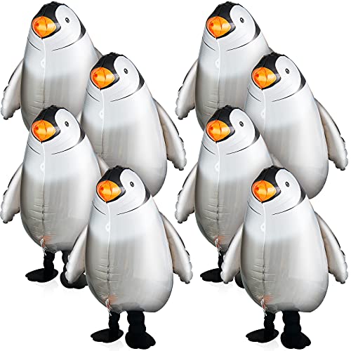 Aoriher 9 Pieces Walking Penguin Balloons Cute Funny Air Foil Animal Party Decorations Balloon for Theme Birthday Party Wedding Baby Shower Supplies(20.4 Inch Penguin Style)