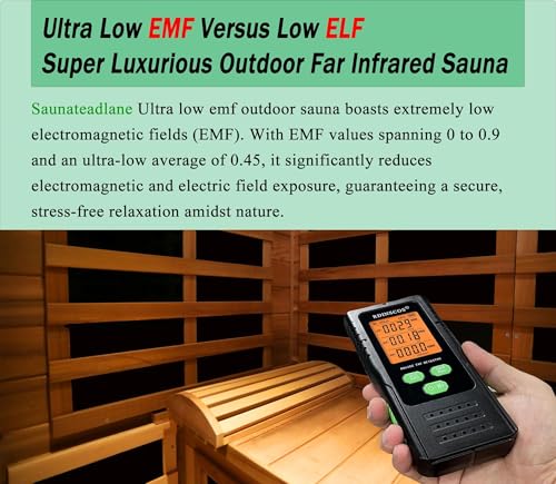 Image of LTCCDSS Ultra-Low EMF Outdoor Sauna 4 Person, Mahogany Far Infrared Sauna for Home EMF Average 0.5 mG, Chromotherapy, Bluetooth Speaker (68.1 * 52.4 * 82.7 inch)