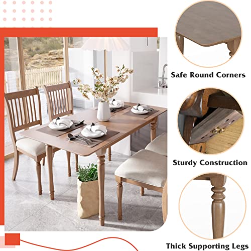 Giantex Farmhouse Dining Table, Extendable Butterfly Leaf Dinette Table W/Mahogany Finish & 4 Rubber Wood Legs, Rectangle Extension Kitchen Dinner Table For Kitchen Dining Room (Rustic Brown) #TOP7