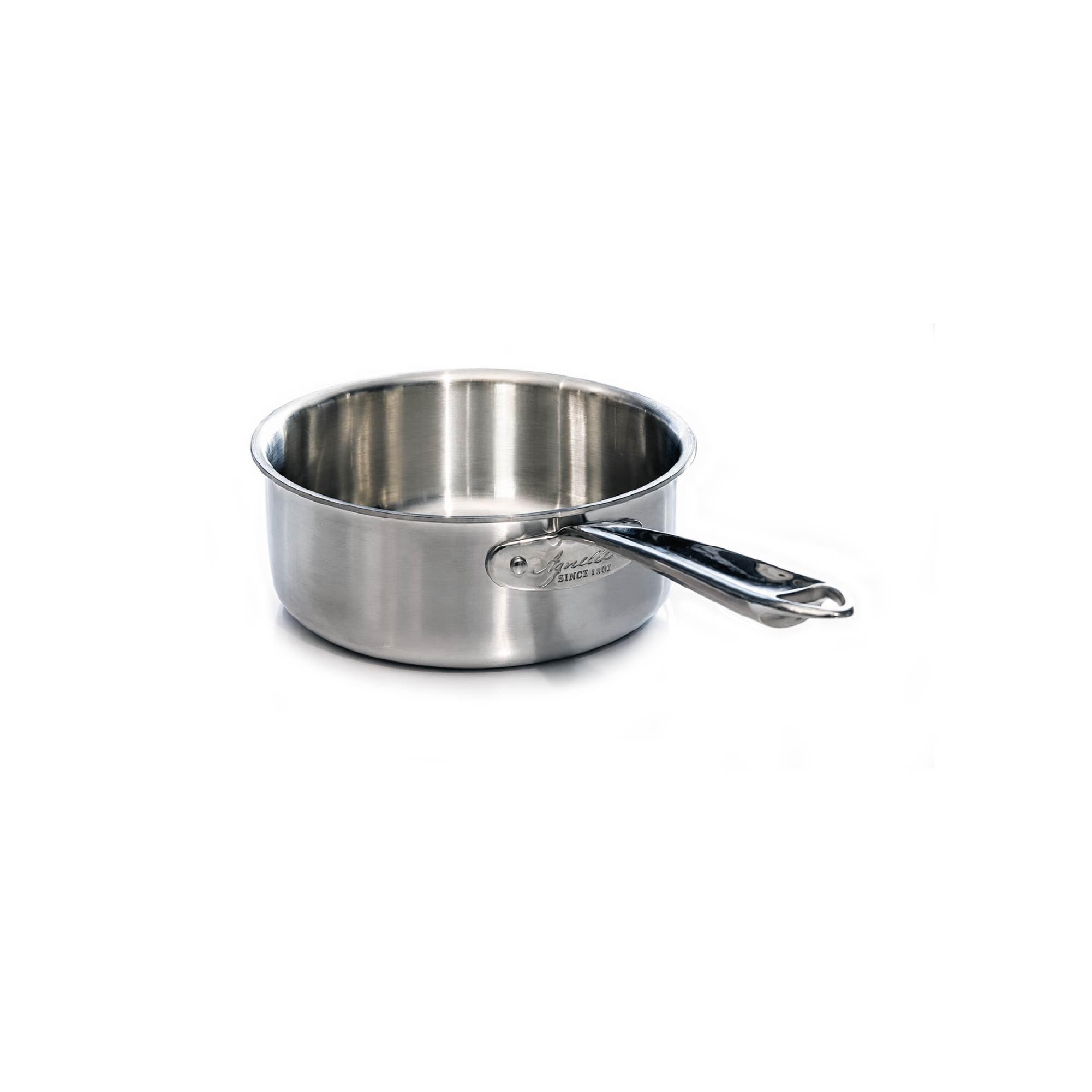 Pentole Agnelli ALIX107ALIN16 Casseruola Bassa con Manico in acciaio, Trilaminato Alluminio-Acciaio per induzione, 16 cm