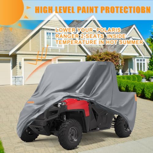 Image of Waterproof UTV Cover Compatible with Polaris Ranger 500 570 800 ETX 2 Seats | 6 Layers Outdoor Cover with Cotton Liner, Air Vents, Door Zipper and Windproof Buckles for Rain Snow Dust Protection