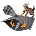Pieviev Cat Litter Mat Litter Tray Mat of Large Size Double Layer Honeycomb Large Holes Design Waterproof EVA Material BPA Free, Soft on Paws and Washable (76X61cm, Gray)