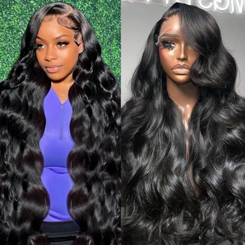 28 Inch Body Wave Lace Front Wigs Human Hair 180