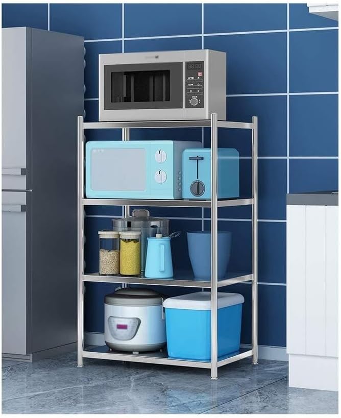 Stainless Steel 5-Layer Kitchen Multi-Function Rack – Microwave Oven Stand, Storage Shelf for Spices, Toaster, Bread, & More, Adjustable Foot Pad, H142cm x W39cm L56cm(H142cm,W39CMCxL71)