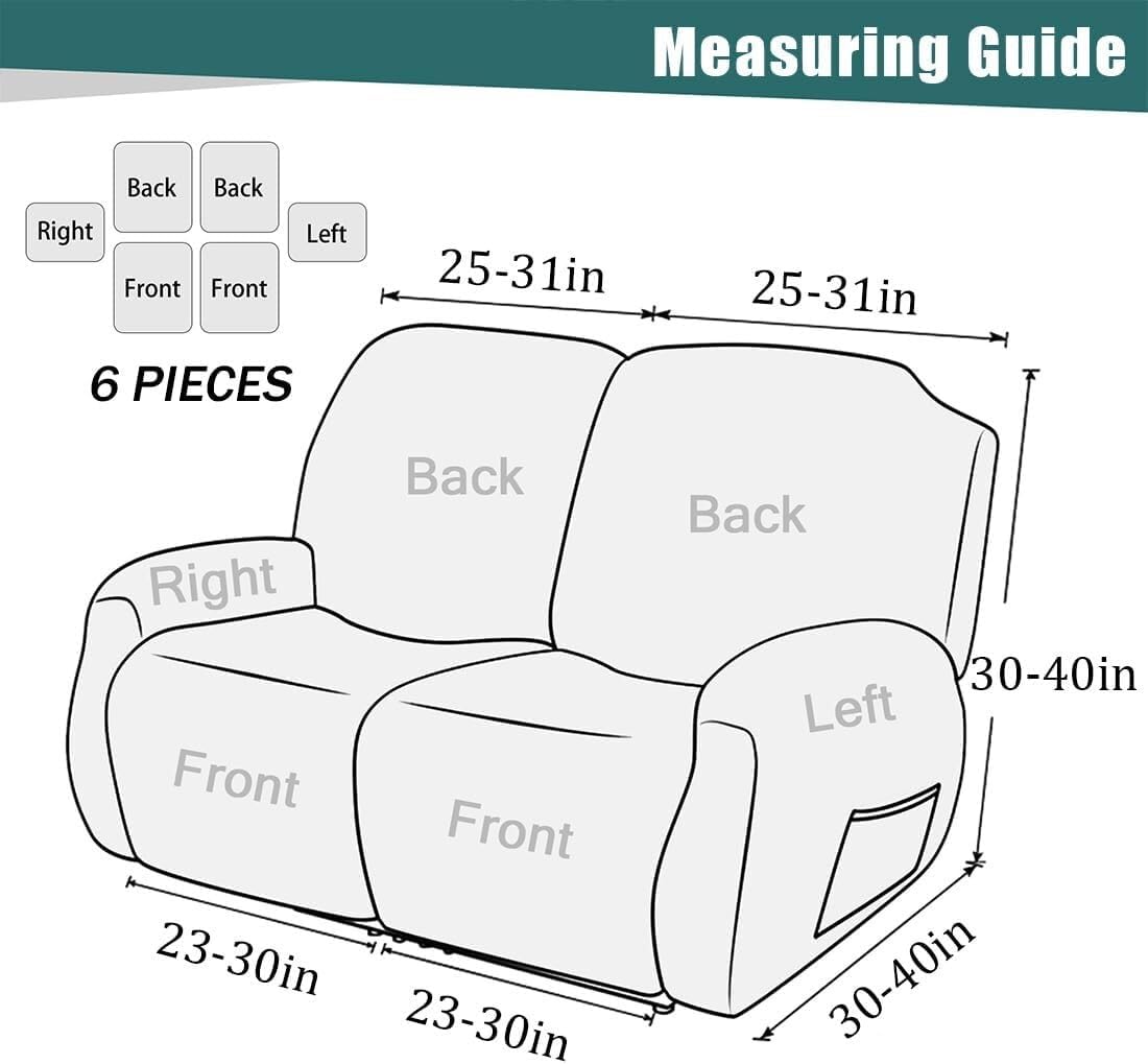 4/6/8 Piece Recliner Chair/Sofa Slipcover With Pockets 2/3/1 Seat Recliner Stretch Sofa Covers Lazy Boy Chair Cover Reclining Couch Slipcover Fallon Collection Slipcover For Recliner With Elastic Bott