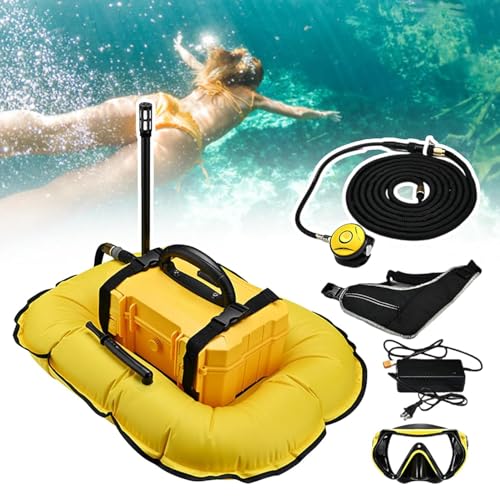 MiBoce Ventilador de buceo, sistema de buceo portátil, con regulador desmontable y manguera, profundidad máxima de buceo de 10 m/15 m, duración de la batería 3H/5.5H, para buceo recreativo y pesca