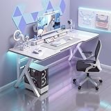 HXNXSY pcデスク 作業机 パソコンデスク 机 ゲーミングデスク 幅100/120/140/160cm 奥行き60cm 強力な耐荷重性 安定性 耐久性 パソコンデスク机 デスク 学習机 炭素鋼のテーブル脚 組立簡単 省スペース 在宅勤務/オフィス/ワークステーション用 子供 学生に最適(ホワイト,140x60x73cm)