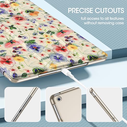 Image of ProCase for iPad 9th / 8th / 7th Generation Case 10.2 Inch (2021 /2020 /2019 Release), 10.2 iPad Case 9th / 8th / 7th Gen Cover, Slim Smart Cover with Translucent Hard Shell Back -Petunia