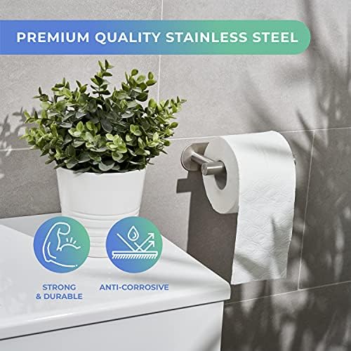 Steeloit Toilet Roll Holder Wall Mounted Self Adhesive - Stainless Steel Toilet Paper Holder for Bathroom - Waterproof, Rust Resistant - No Glue or Drill Needed