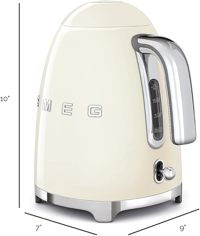 Pava Eléctrica Smeg KLF03 1.7L 7 Tazas Cremosa Retro Auto Apagado miniatura 3