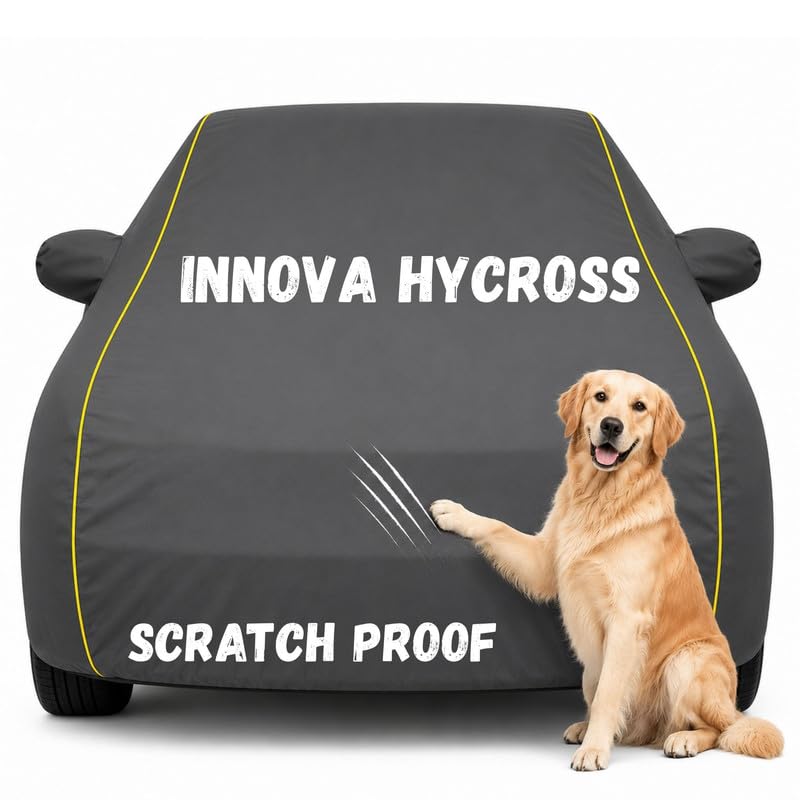 Image of Pure Fabric Grey 100% Waterproof Innova Hycross Car Cover | Polyester Car Body Cover for Rain & Sun | UV Protection, Dustproof, Scratch Resistant, Windproof, Heat Resistant, Custom Fit
