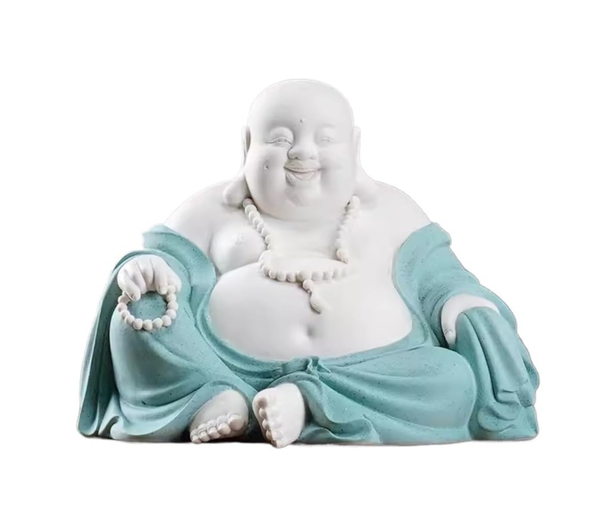 GAOJUNAN Buddha Statue,Zen Altars, 9.8" Laughing Happy Buddha Statue Sitting Sculpture Handmade Ceramics Figurine Decorative Home Decor Desk Shelf Decoration(A)