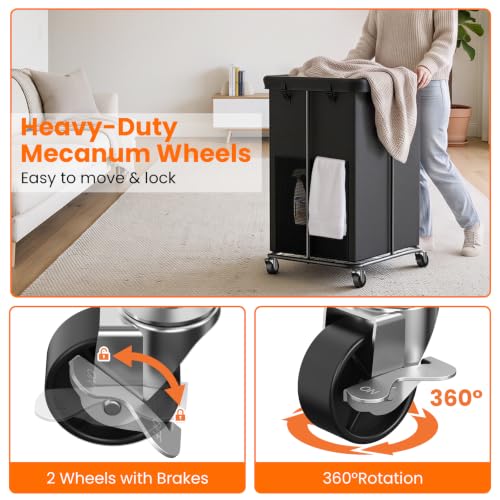 Image of 2 Pack Laundry Hamper with Wheels, 150L Rolling Laundry Basket Bag Handles