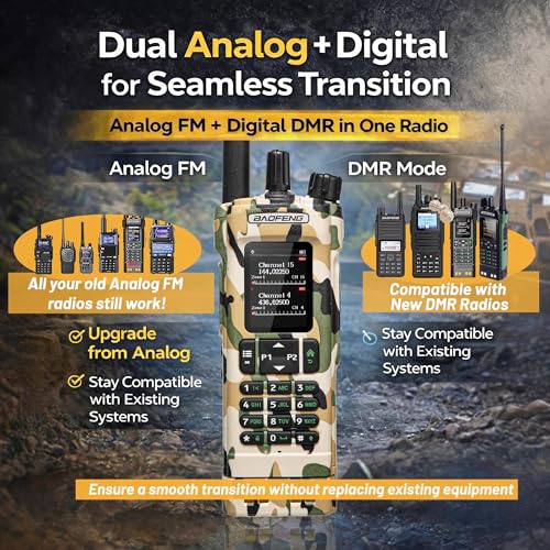 Image of BAOFENG DM32 DMR Ham Radio: 10W Long Range Walkie Talkie Dual Band for Work Teams- GPS & USB-C Rechargeable Two Way Radio for Outdoor Hunting Emergency Security Camo