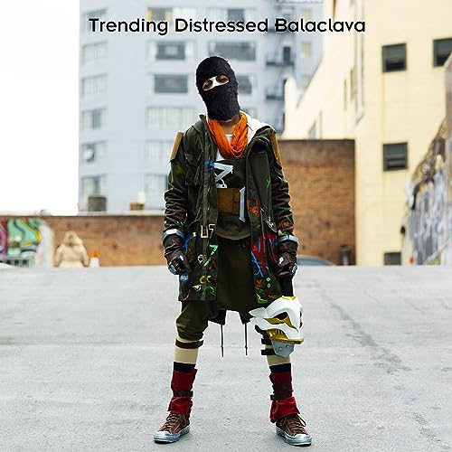 Abnaok Balaclava Máscara de esqui de rosto inteiro tricotada envelhecida inverno à prova de vento aq