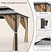 10'x12' Hardtop Gazebo, Heavy Duty Aluminum Frame Gazebos with Polycarbonate Double Roof Canopy, Permanent Outdoor Metal Pavilion with Curtains and Netting for Patio, Backyard, Garden, Lawns, Khaki