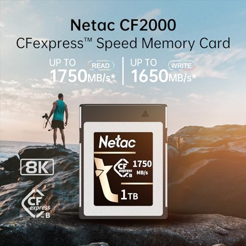 Netac cf2000 1tb cfexpress Tipo B Tarjeta de Memoria PCIe Gen 3 * 2 nvme1.4 fotógrafos y camarógrafos Profesionales leen hasta 1750mb / S y escriben hasta 1650mb / S vloger (Oro Negro) - imagen 2