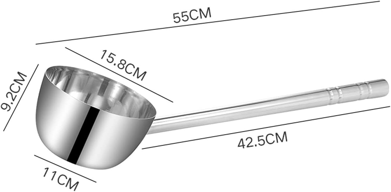 Ladle Stainless Steel Water Spoon Customer Service Ladle Canteen Kitchen Long Handle Hook Thickened Water Ladle Ladle Soup Ladle (7) (12)
