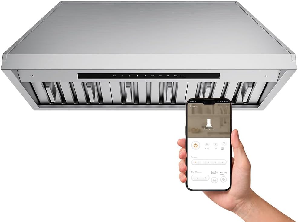 CIARRA Professional Series 34 inch Built-In Range Hood with 4-Speed Levels and Smart Control CAS34927A