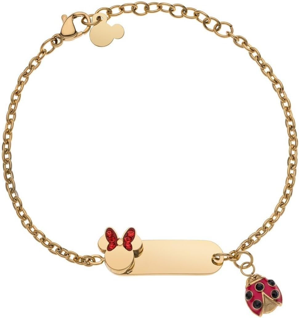 Disney Pulsera Lucky Minnie Colección Acero Inoxidable Color Oro para Niñas, 18cm