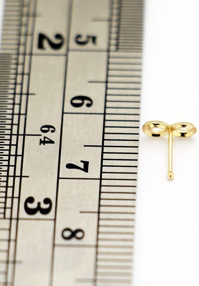 9K Solid Yellow Gold Plain Infinity Sign Top 22 Gauge Ball End Nose Stud - Tiny Nose Pin - Gold Nose Bone Stud Piercing Body Jewelry