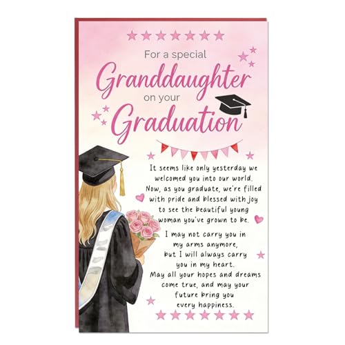 Hincoo Granddaughter Graduation Card, Graduation Card for Her, Heartfelt Congratulations Grad Card from Grandma and Grandpa, High School, College & University Grad Gift for Granddaughter