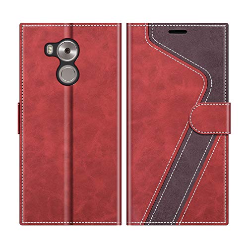 MOBESV Funda para Huawei Mate 8, Funda Libro Magnético Carcasa para Huawei Mate 8 Funda con Tapa, Rojo