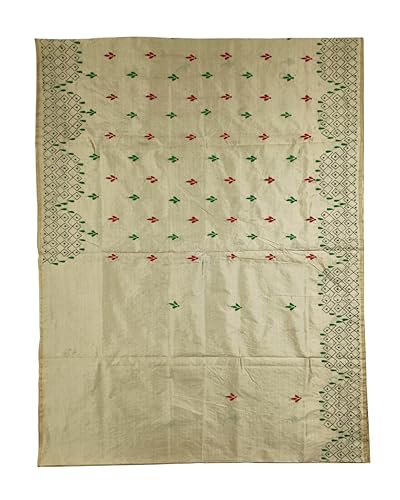 Image of SHRISTI CLOTHINGS Women's Hand Embroidered Cotton Silk Kantha Stitch Saree with Blouse Piece (J420724 SWD61)