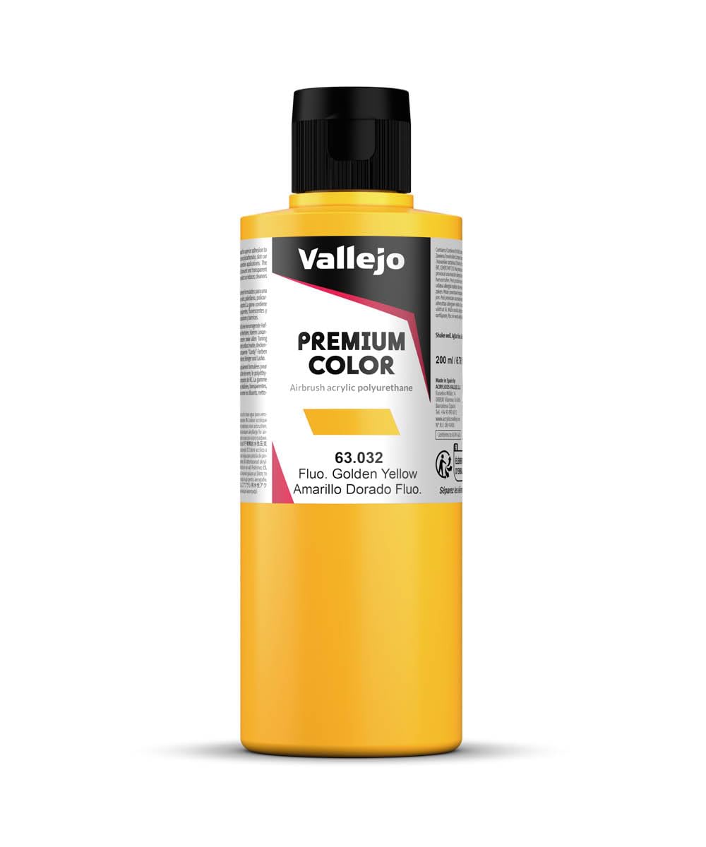 Vallejo AV Premium Color, 200ml, Fluo Gondel Yellow, Model paint, VAL63032