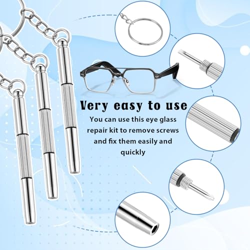 JIEYAO 3 Pcs Eyeglass Screwdriver Repair Kit, 3-in-1 Mini Glasses Screwdrivers, Eyeglass Repair Kit with 30 pcs Nose Pads & 33 Screws Eyeglasses Screw Replacement Set for Watch Clock Spectacle Repair