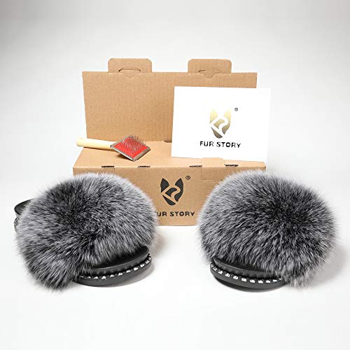 Fur Slides Slippers Furry Fuzzy Platform Sandals Open Toe Fluffy Slides Fur Slip On Shoes for Women - Thumbnail 7