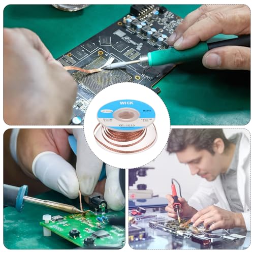 Image of MECCANIXITY Solder Wick Braid No-Clean Desoldering Wick Braid 0.04 Inch Width 5 Feet Length for Remove the Solder Electrical Components 3 Pack