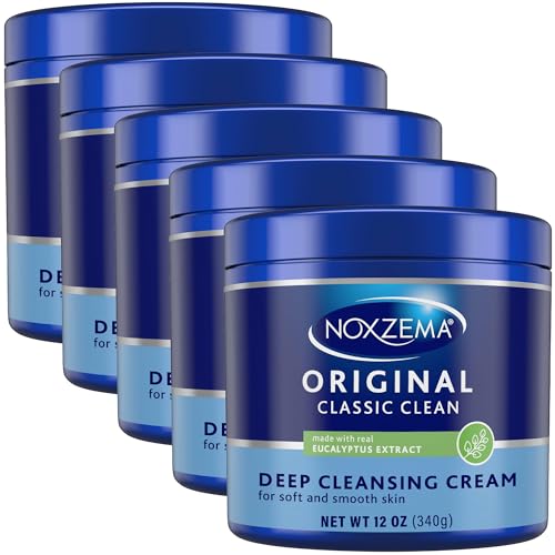 Noxzema Face Wash, Large Jar 5-Pack – Original Deep Cleansing Cream, Face Cleanser, 12 Oz Ea